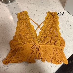 F21 Lace Plunge Crop Top